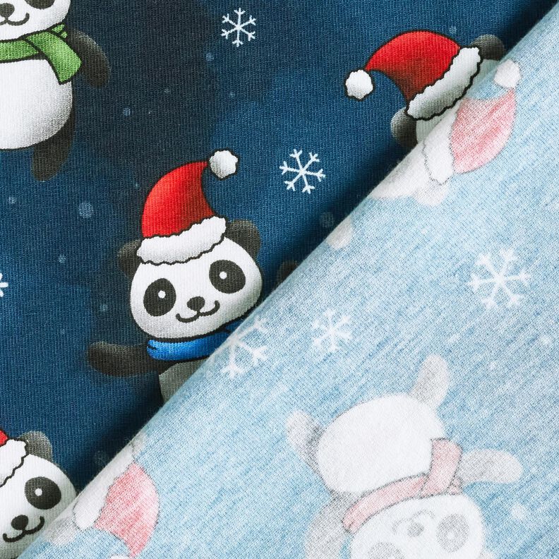 Cotton Jersey Panda in Christmas spirit | Glitzerpüppi – midnight blue/chili, image number 4
