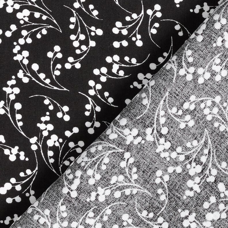 Viscose fabric berry branches – black,  image number 4