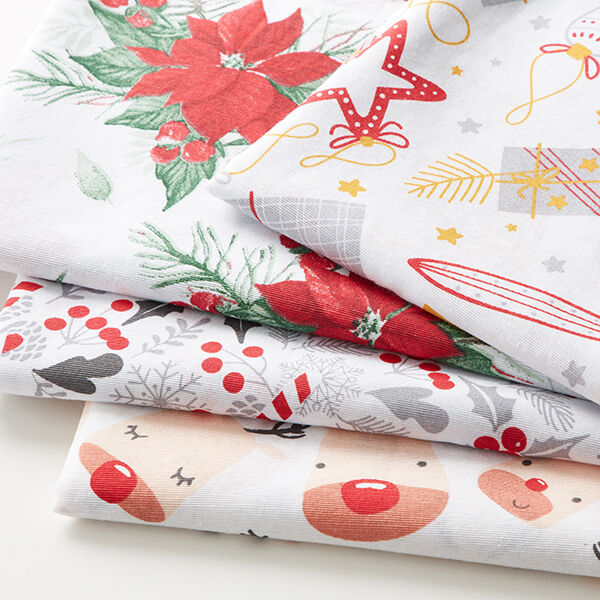 Decor Fabric Canvas Cute reindeer – white, image number 5