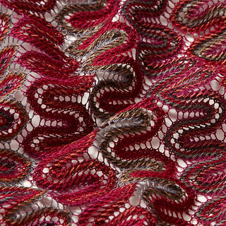 Wave patterned lace fabric – dark red, 