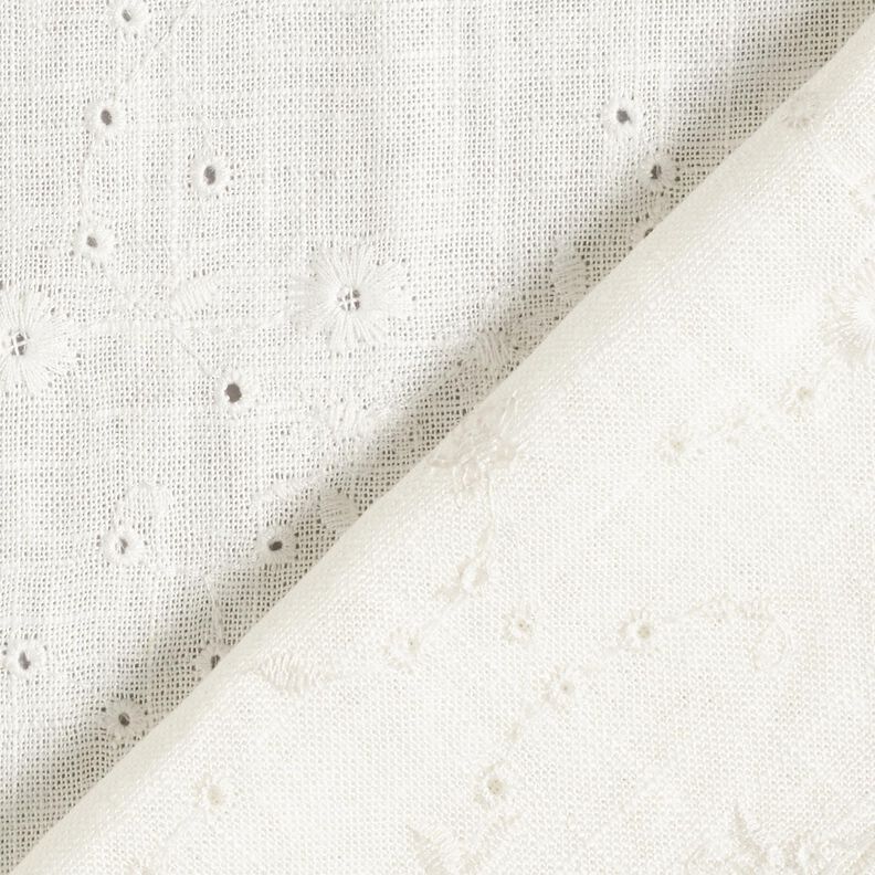 Viscose Linen Blend Broderie Anglaise flower tendrils – ivory,  image number 4