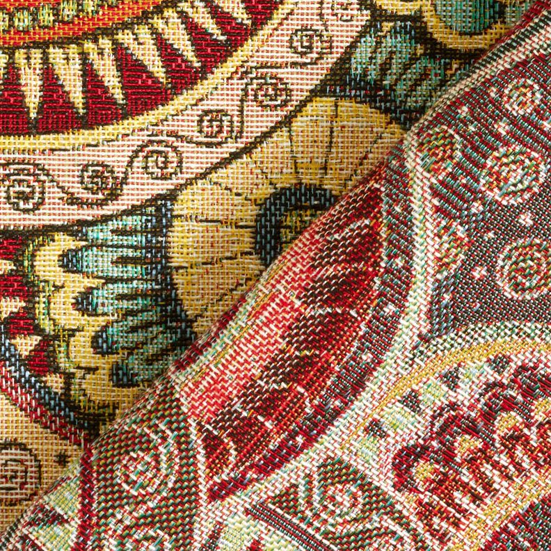 Decor Fabric Tapestry Fabric abstract paisley – light beige/carmine,  image number 4