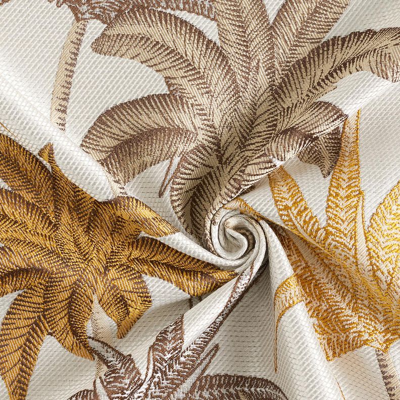 Decor Fabric Jacquard shimmering palm trees – silver grey/mustard,  image number 3