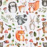Decor Fabric Half Panama Painted Woodland Animals – white,  thumbnail number 1