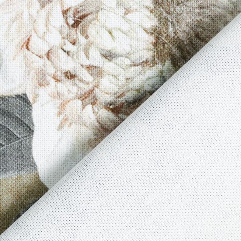 Half Panama Decor Fabric Dahlias – grey/cream, image number 5