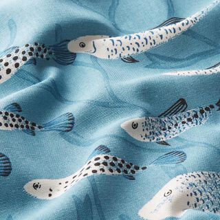 Decorative half Panama fabric fish – blue grey, 