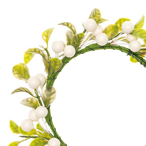 Decorative Floral Wreath with Berries [Ø 9 cm/ 16 cm] – white/green,  image number 2