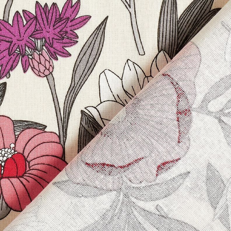 Cotton Cretonne colourful flowers – grape/natural,  image number 4