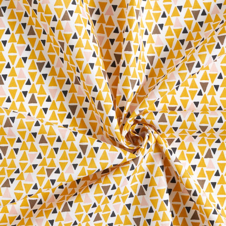 Cotton Cretonne Mini triangles – light pink/curry yellow,  image number 3