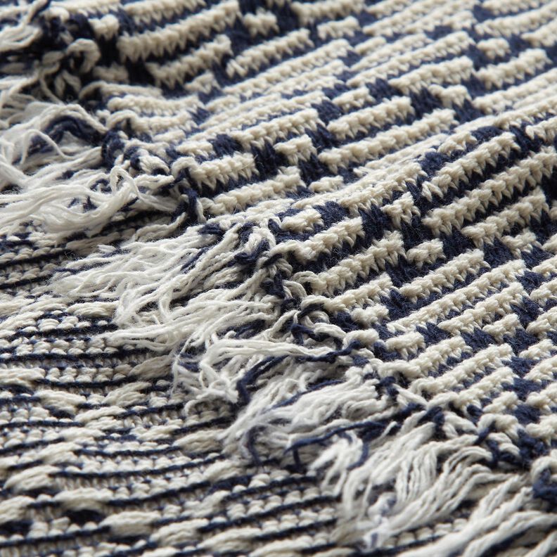 Diamonds chunky knit cotton – white/navy blue,  image number 5