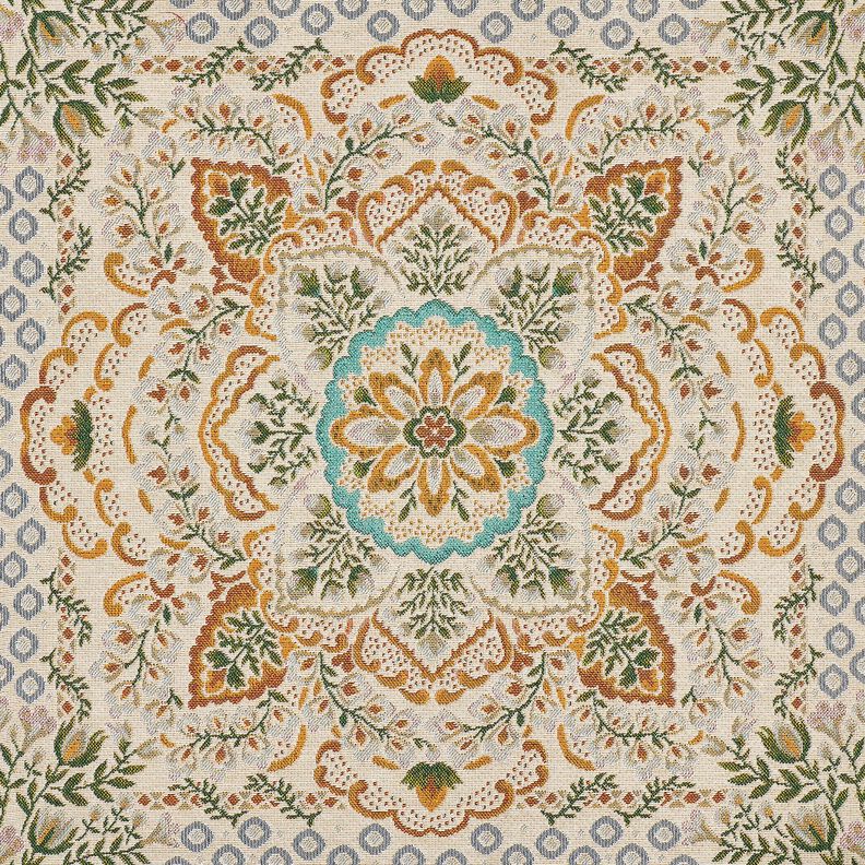 Decorative Panel Tapestry Fabric large mandala – mustard/light beige,  image number 1