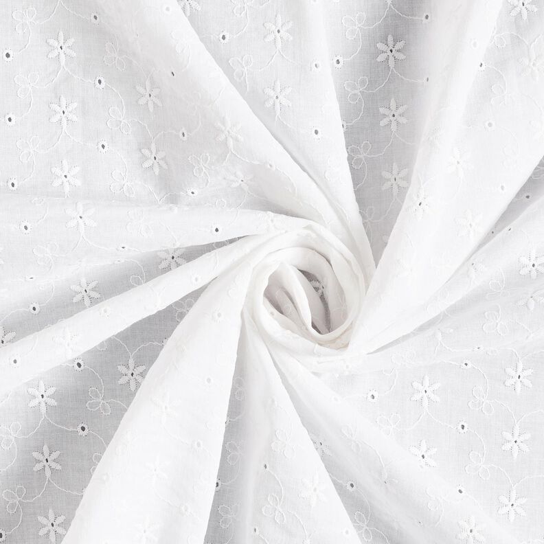 Cotton Batiste Broderie Anglaise flower tendrils – white,  image number 5