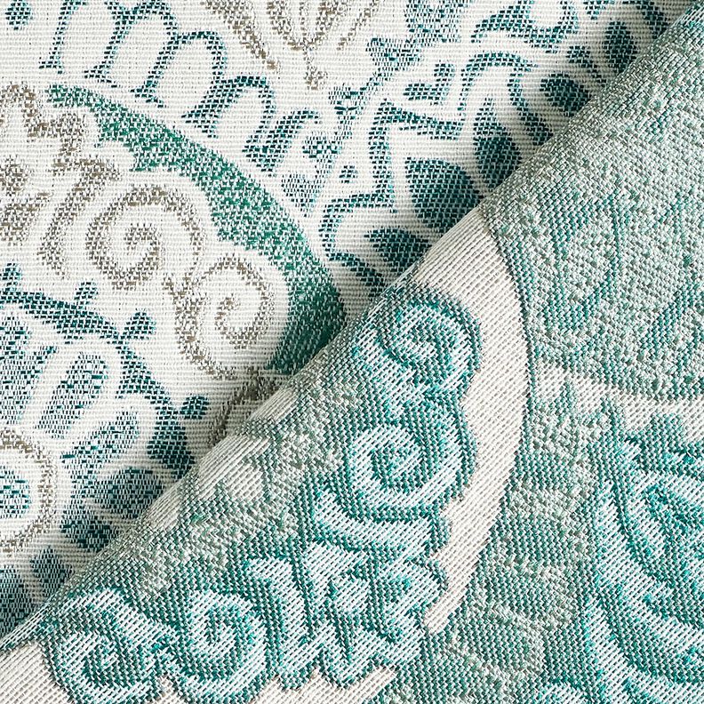 Decor Fabric Jacquard elegant tiles – light petrol/light beige,  image number 4