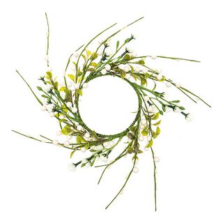 Decorative Floral Wreath with Berries [Ø11 cm/ 39 cm] – white/green, 