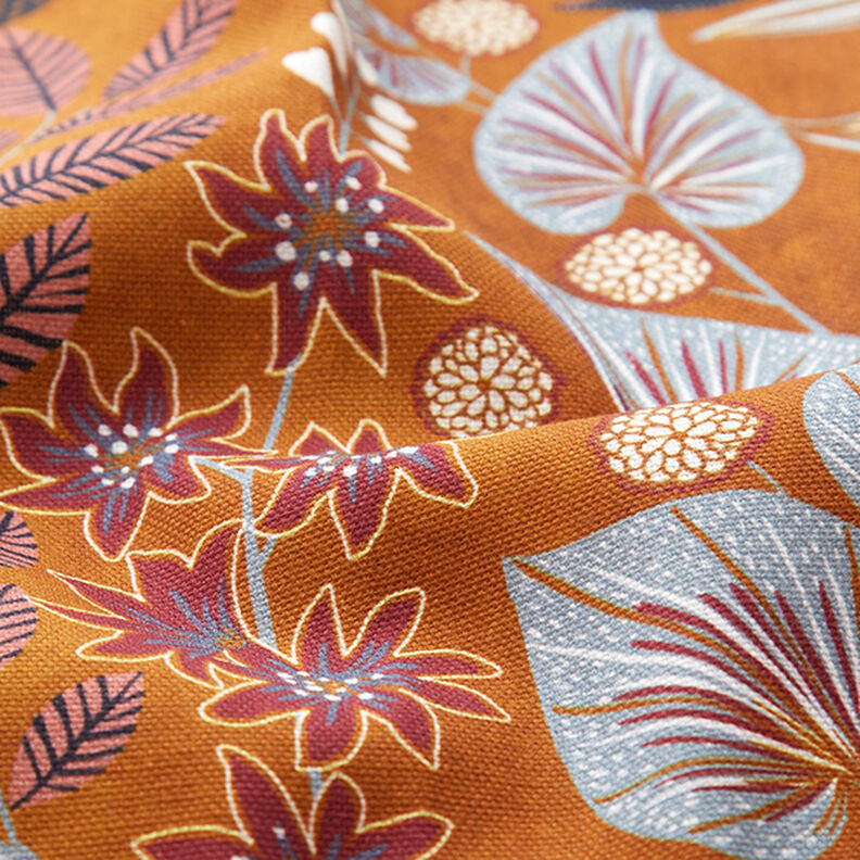 Decor Fabric Half Panama Paisley Leaves – caramel,  image number 2