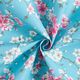 Cherry blossom coated cotton – aqua blue,  thumbnail number 3