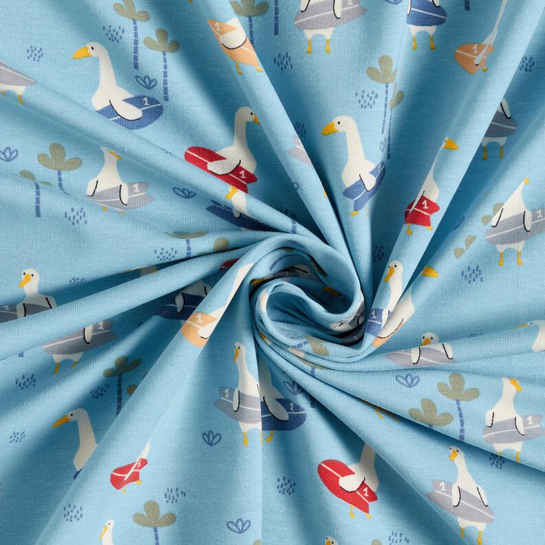 Cotton Jersey geese go surfing Digital Print – light blue,  image number 3