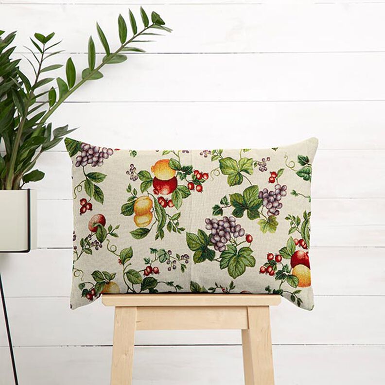 Decor Fabric Tapestry Fabric Fruits – light beige/carmine,  image number 6