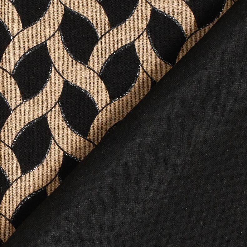 Viscose Jersey Glitter cable pattern &ndash; black/apricot,  image number 4