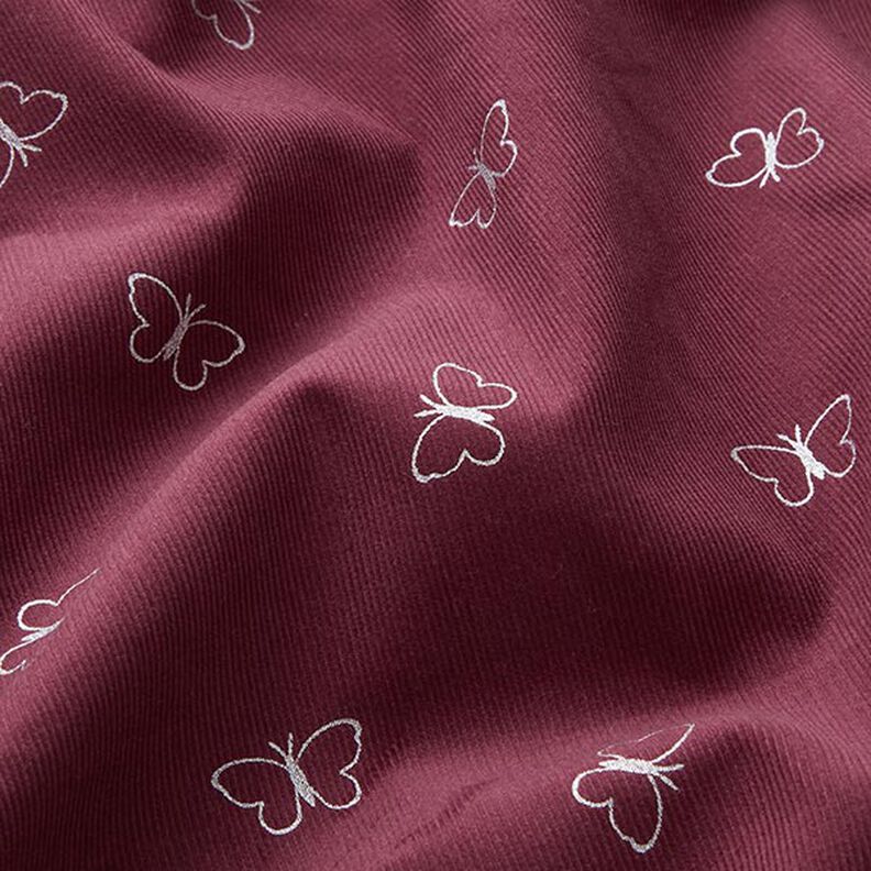Baby Cord glittery butterflies – burgundy,  image number 2