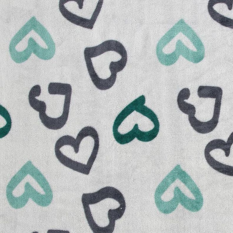Cosy Fleece big hearts – silver grey/dark green,  image number 1