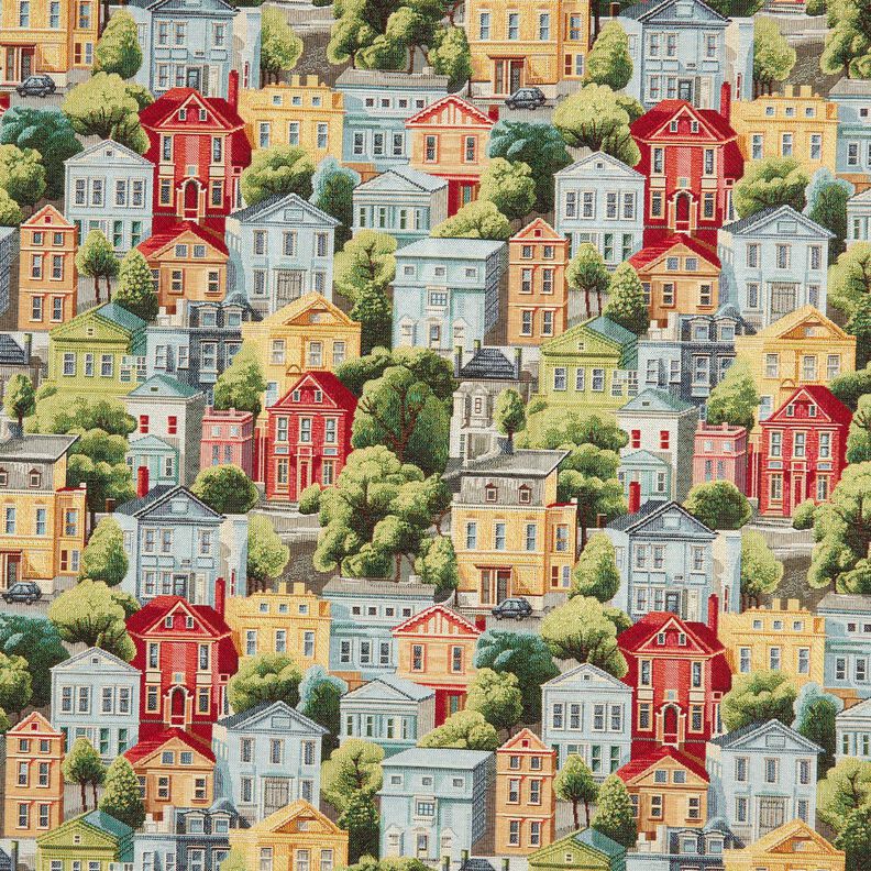 Decor Fabric Tapestry Fabric colourful neighbourhood – natural/sky blue,  image number 1
