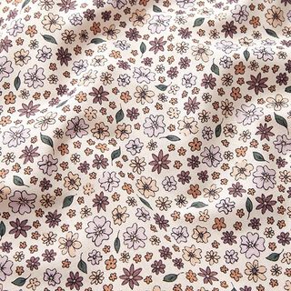 Decor Fabric Half Panama Small Flowers – light beige/plum, 