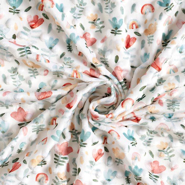 Cosy Fleece Embossed Dots and Flowers – white, image number 4