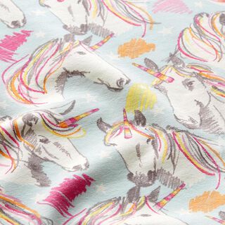 Cotton Jersey Scribble Unicorn – sky blue, 