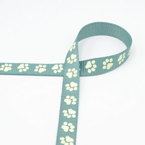 Reflective woven tape Dog leash Paws [20 mm] – sage, 