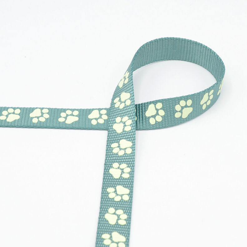 Reflective woven tape Dog leash Paws [20 mm] – sage,  image number 2