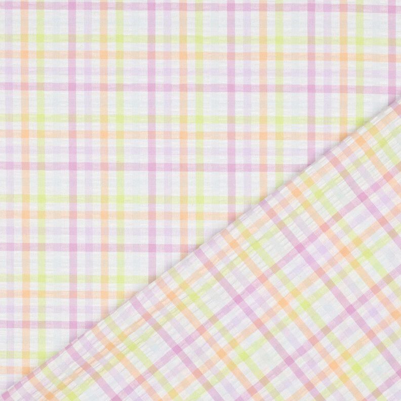 Seersucker Cotton Blend colourful check – white/pastel violet,  image number 4