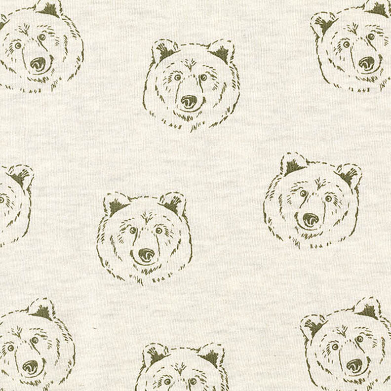 Brushed Sweatshirt Fabric Bear – light beige/olive,  image number 1