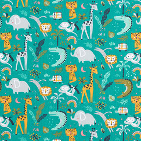Cretonne Safari Animals – petrol, 