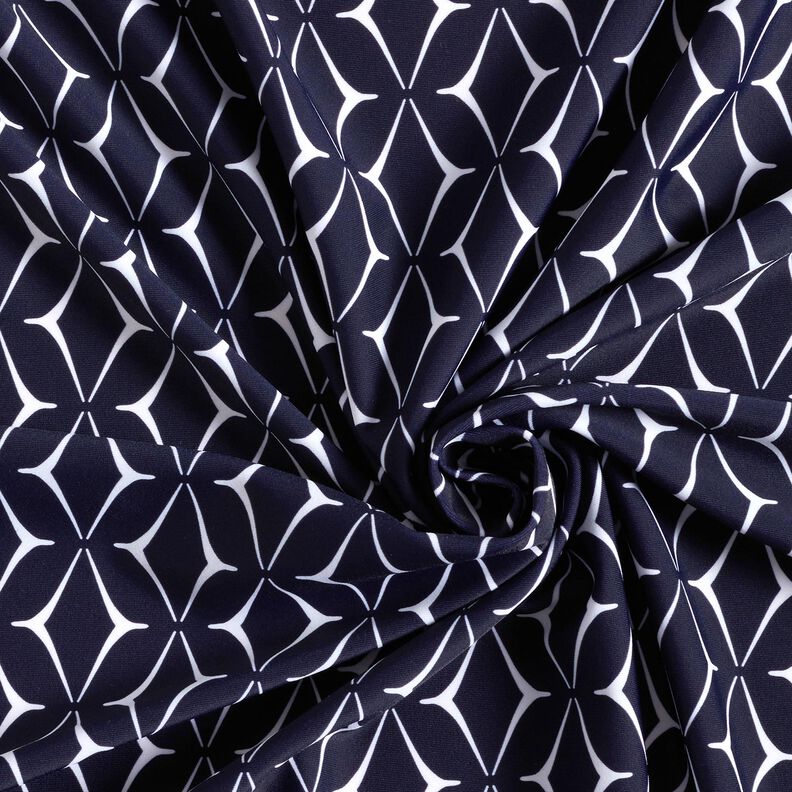 Swimsuit fabric abstract diamonds – midnight blue/white,  image number 3