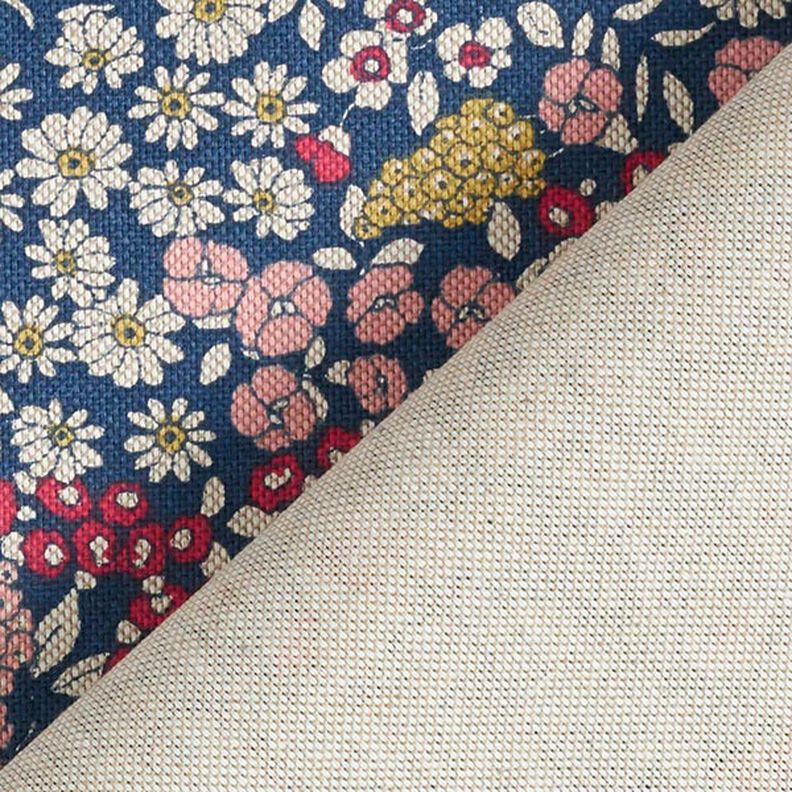 Decor Fabric Half Panama Little Flowers – navy blue,  image number 4