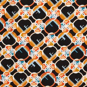 viscose fabric squiggles and dots – black/curry yellow, 
