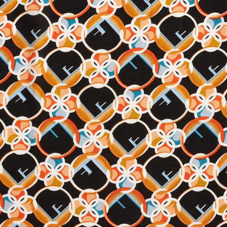 viscose fabric squiggles and dots – black/curry yellow,  image number 1