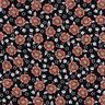 viscose fabric sea of flowers – black/lobster,  thumbnail number 1