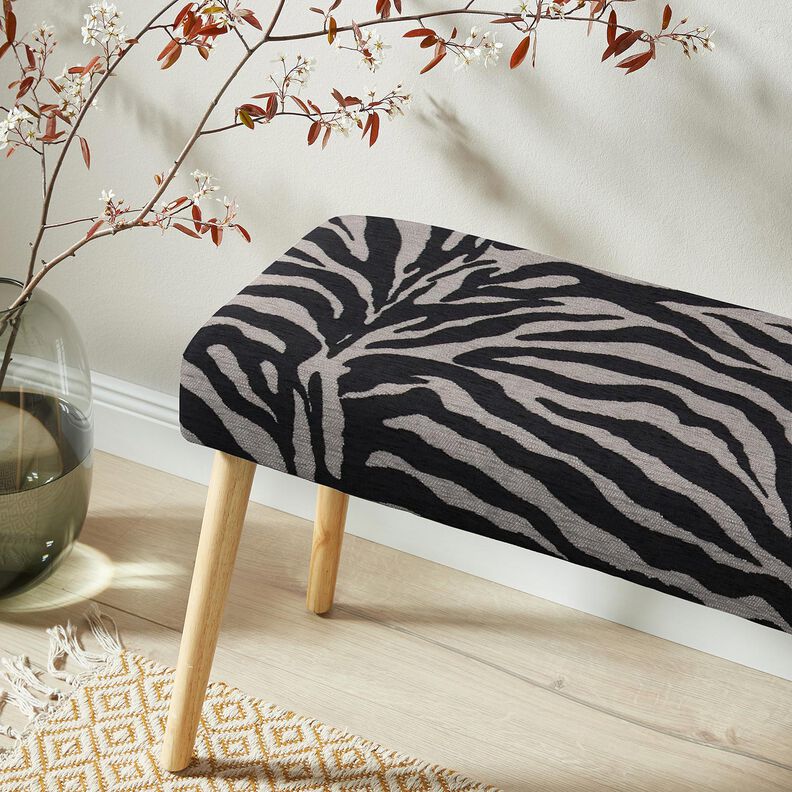 Upholstery Fabric Jacquard Zebra – black/grey, image number 8