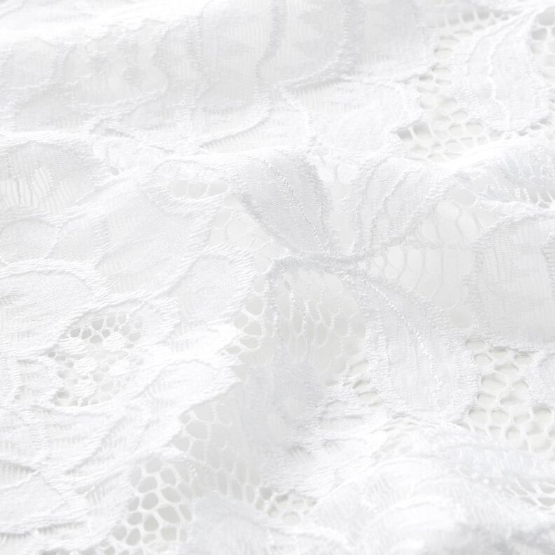 Stretch Lace Blossoms and leaves – white,  image number 3