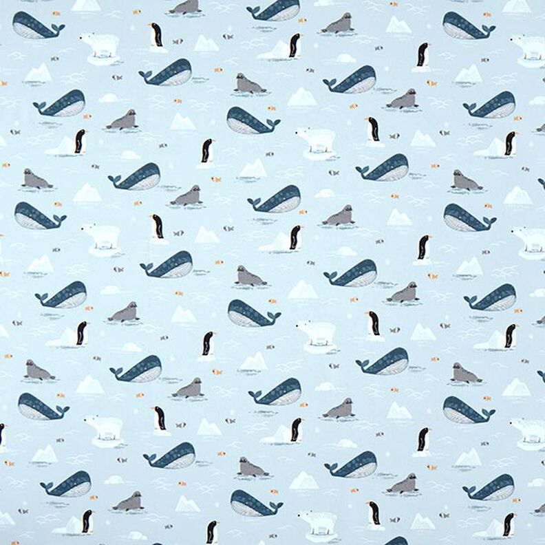Decor Fabric Half Panama Animals in the Ice – baby blue/white, image number 1