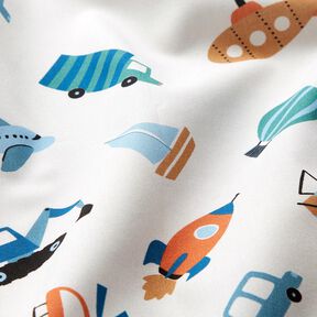 Cotton Poplin lots of vehicles – offwhite, 