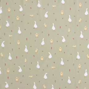 GOTS Cotton Poplin cute geese and chicks | Poppy Fabrics – greige, 