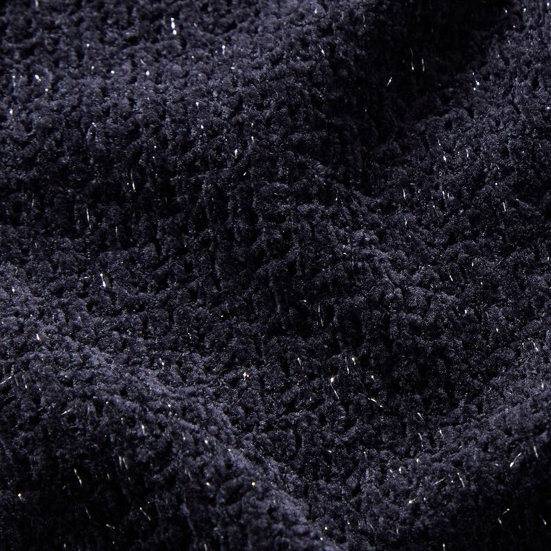 Chenille Knit Jacquard Glitter – blue-black/metallic silver,  image number 2
