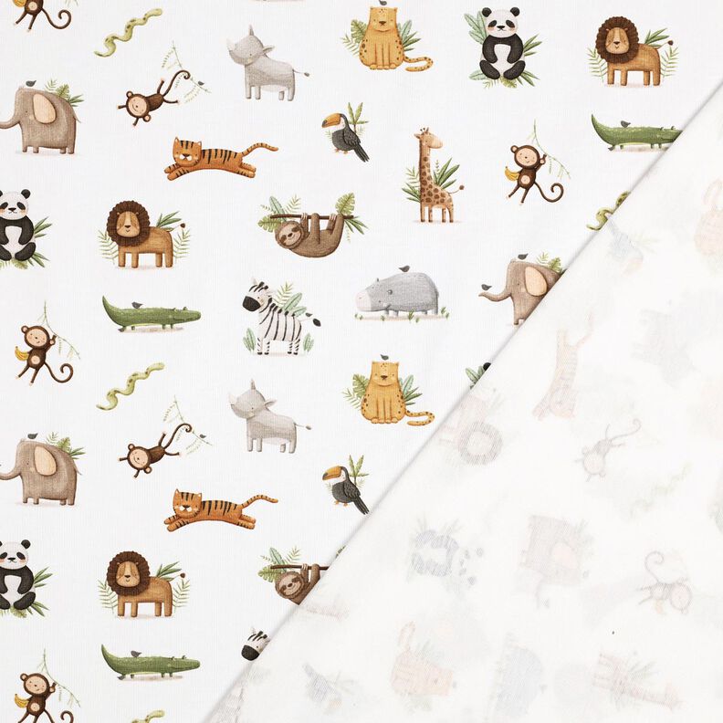 GOTS Cotton Jersey cute steppe animals Digital Print | Poppy Fabrics – white/light olive,  image number 3