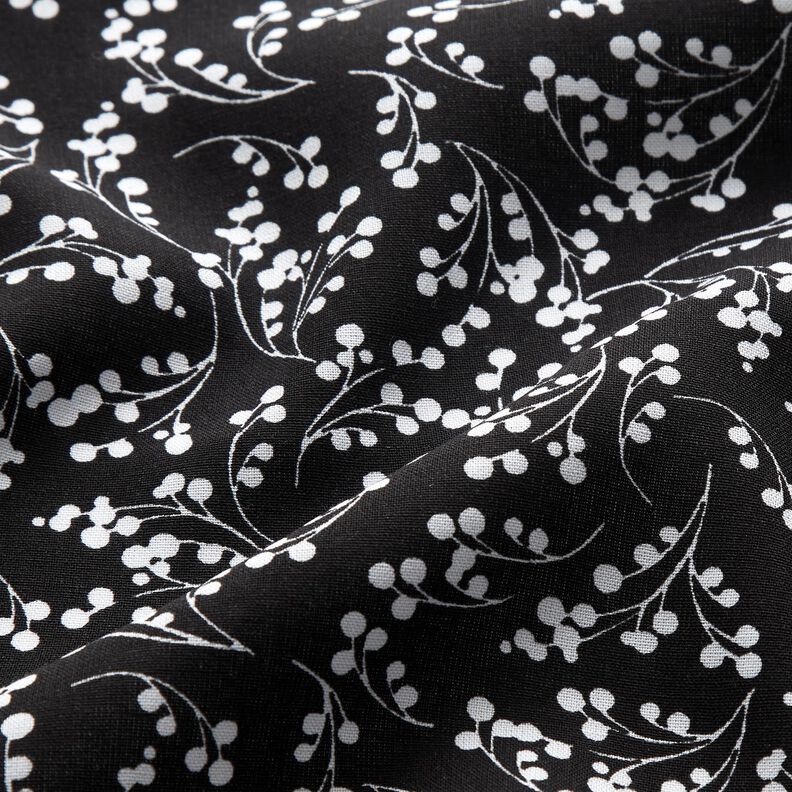 Viscose fabric berry branches – black,  image number 2