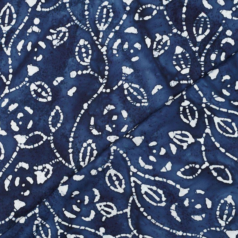 viscose voile batik leafy branches – indigo/white,  image number 4