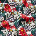 Brushed Sweatshirt Fabric polar bears in jumpers Digital Print – dark green, 