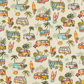 Cotton Cretonne Surfing Road Trip – beige, 